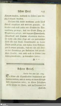 Achter Brief. Berlin den 2ten Jul. 1784