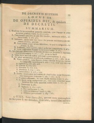 Locus III. De Operibus Dei, & quidem De Decretis