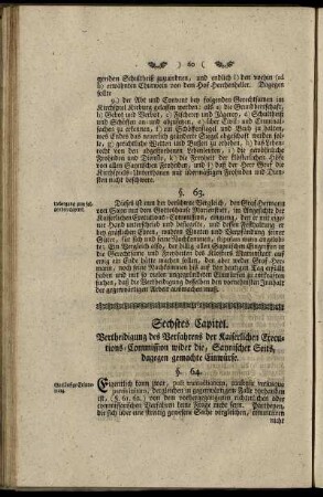 Sechstes Capitel. Vertheidigung des Verfahrens der Kaiserlichen Executions-Commission wider die, Saynischer Seits, dagegen gemachte Einwürfe