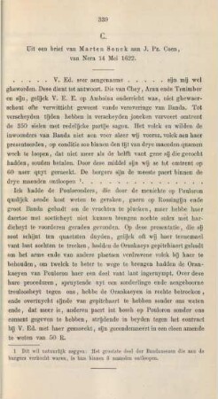 C. Uit een brief van Marten Sonck aan J. Pz. Coen, van Nera 14 Mei 1622