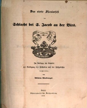 Das vierte Säcularfest der Schlacht bei S. Jacob an der Birs