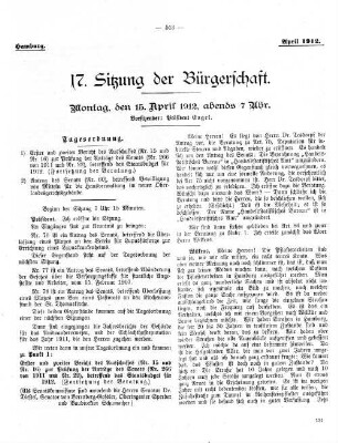 17. Sitzung der Bürgerschaft.