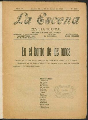 En el barrio de las ranas : drama en cuatro actos