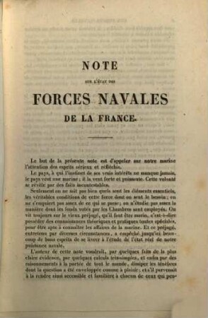 Note sur l'état des forces navales de la France ...
