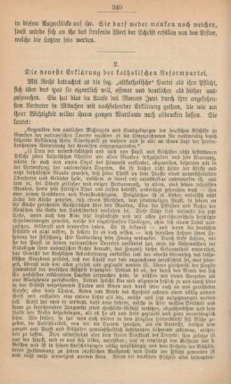340-345 Die neueste Erklärung der katholischen Reformpartei