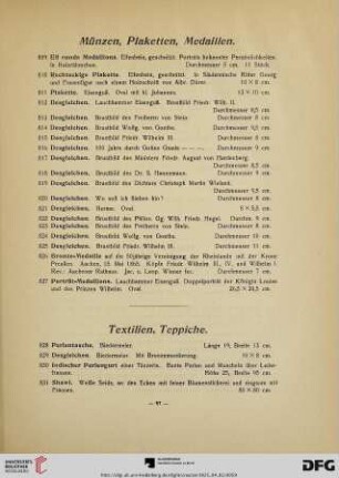 Textilien, Teppiche (Nr. 828-840)