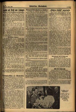 Zweite Ausgabe vom Freitag, den 22. April 1938.