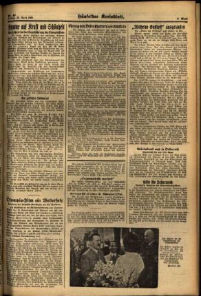 Zweite Ausgabe vom Freitag, den 22. April 1938.