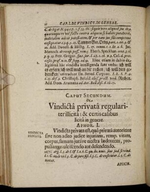 Caput Secundum. De Vindicta privata regulariter illicita [...]