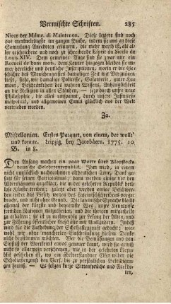 Miscellanien von einem, der wollte und konnte. Paquet 1.