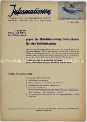 Mitteilungsblatt des Deutschen Friedenskomitees zur Volksbewegung gegen die Remilitarisierung der Bundesrepublik