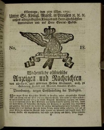 No. 18. Montags, den 3ten May, 1751.
