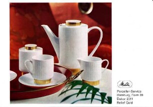 Produktblatt "Porzellan-Service / Hamburg, Form 20 / Dekor 2011 / Relief Gold"