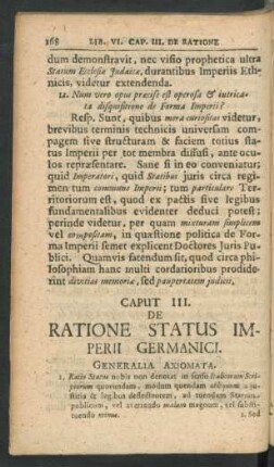 Caput. III. De Ratione Status Imperii Germanici
