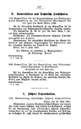 Anerkennung öffentlicher höherer Lehranstalten : [C. Höhere Lehranstalten]