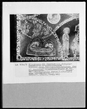 Deckel, Die Geburt Christi, Christuskind mit Ochs und Esel
