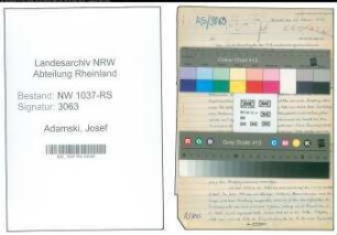 Entnazifizierung Josef Adamski , geb. 14.03.1895 (Lehrer)