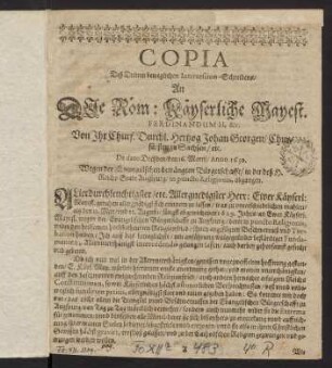 A1r-A4v, Copia Deß Dritten beweglichen Intercession-Schreibens