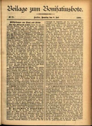 Zweite Ausgabe vom Sonntag, den 09. Juli 1899.
