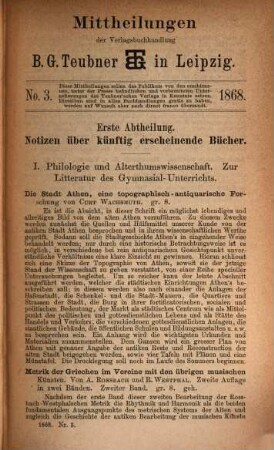 Mitteilungen der Verlagsbuchhandlung B. G. Teubner in Leipzig. 1