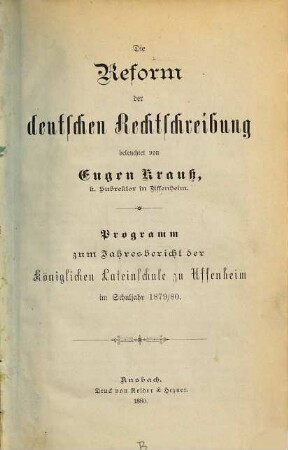 Die Reform der deutschen Rechtschreibung