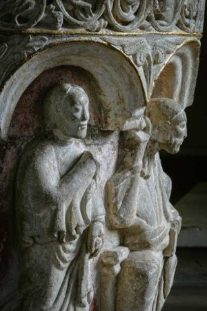 Deutschland. Niedersachsen. Rastede. Sankt Ulrich Kirche von 1059. Taufbecken von 1250. Detail