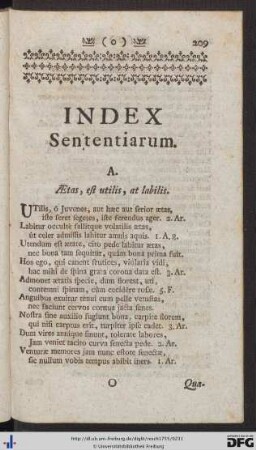 Index Sententiarum.