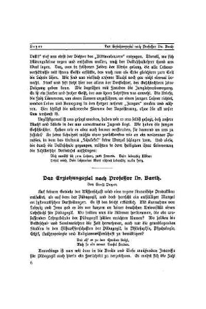 Das Erziehungsziel nach Prof. Dr. Barth