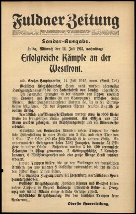 Ausgabe vom Mittwoch, den 14. Juli 1915.