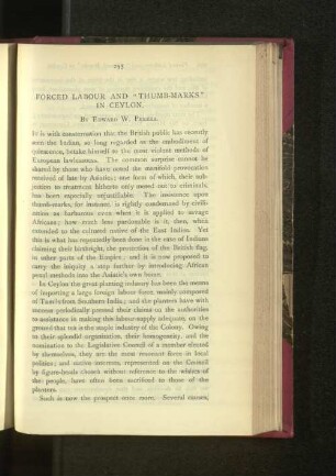 Forced Labour and "Thumb-Marks" in Ceylon.