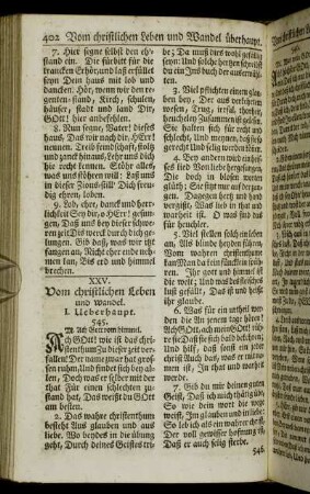 XXV. Vom christlichen Leben und Wandel.