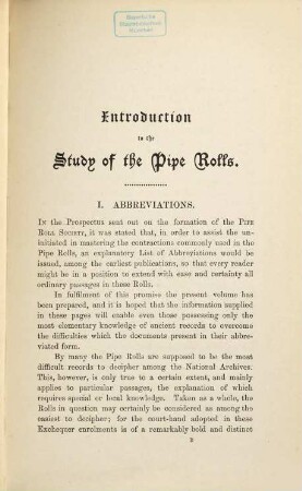 Introduction to the study of the pipe rolls
