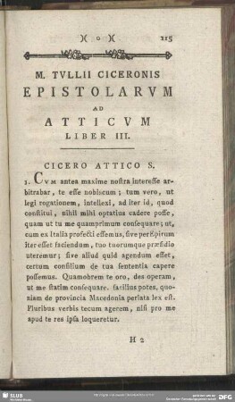 Epistolarum Ad Atticum Liber III
