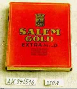 Pappschachtel für 6 Stück Zigaretten "SALEM GOLD EXTRA MILD ORIENTALISCHE TABAK- UND CIGARETTENFABRIK 'YENIDZE'"