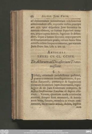 Articuli LXXXI. CV. CL. CCXIX. De Actorum ad Dicasterium Transmissione.