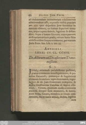 Articuli LXXXI. CV. CL. CCXIX. De Actorum ad Dicasterium Transmissione.