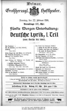 Morgen-Unterhaltung: Deutsche Lyrik, I. Teil (von Goethe bis 1880)