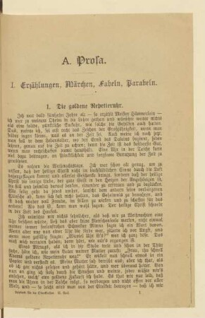 I. Erzählungen, Märchen, Fabeln, Parabeln