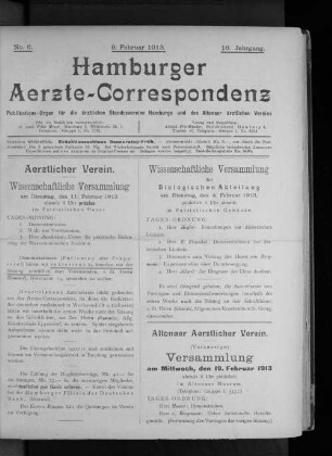 No. 6. 9. Februar 1913. 16. Jahrgang.