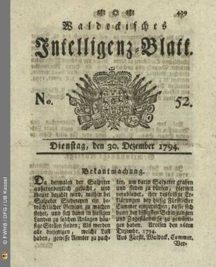 No. 52. Dienstag, den 30. Dezember 1794