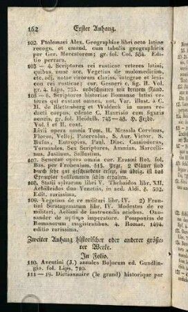 162-166, Zweiter Anhang historischer oder anderer größerer Werke.