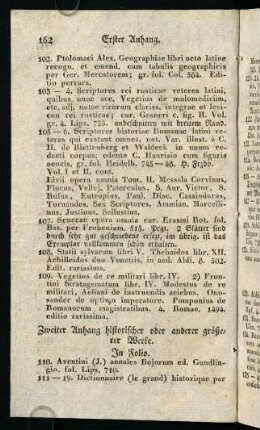 162-166, Zweiter Anhang historischer oder anderer größerer Werke.