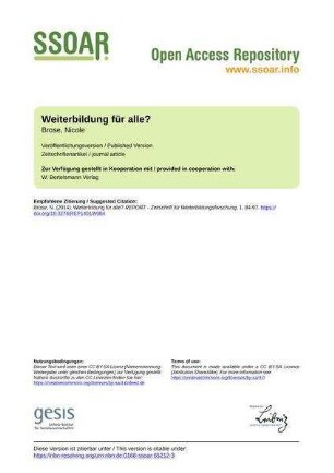 Weiterbildung für alle?
