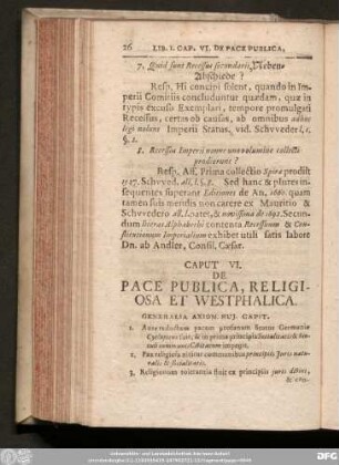 Caput VI. De Pace Publica, Religiosa Et Westphalica.