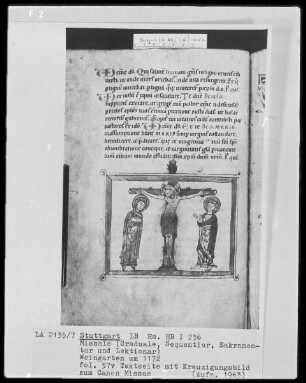 Graduale-Sakramentar-Lektionar — Christus am Kreuz mit Maria und Johannes, Folio 57verso