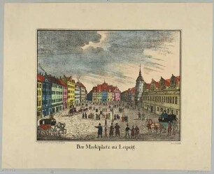 Der Markt in Leipzig von Süden, rechts das Alte Rathaus