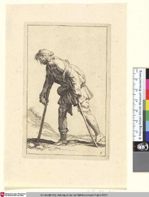 [A Beggar walking on Crutches; Bettler, auf Krücken gestützt]