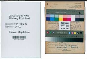 Entnazifizierung Magdalene Cramer , geb. 04.02.1918 (Aerztin)