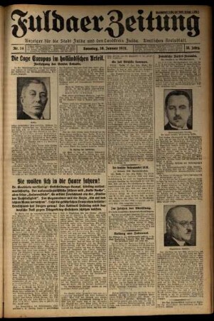 Erste Ausgabe vom Sonntag, den 18. Januar 1931.