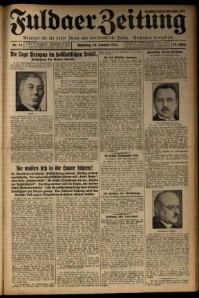 Erste Ausgabe vom Sonntag, den 18. Januar 1931.